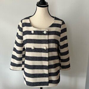 Striped Blazer with Pearl Detail